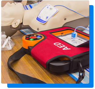 CPR manikin and AED machine